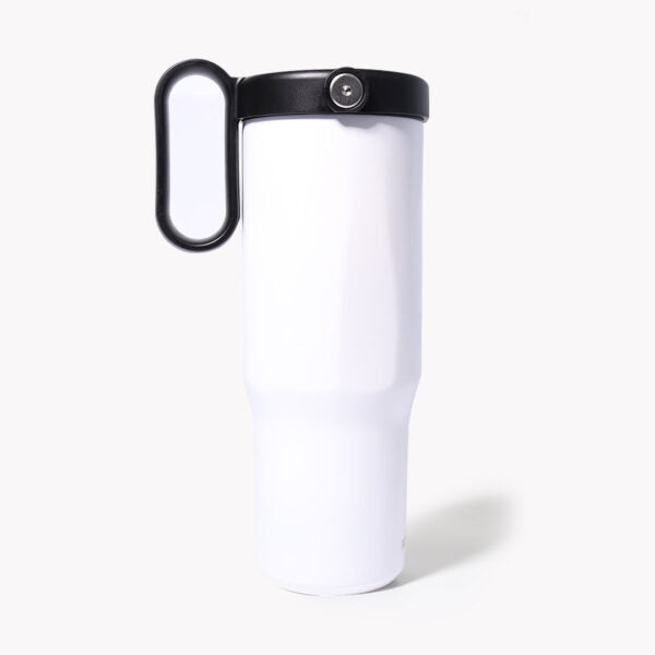 EXPLORER Powder Coating – Versatile 900ml Recycled Stainless Steel Mug with Straw