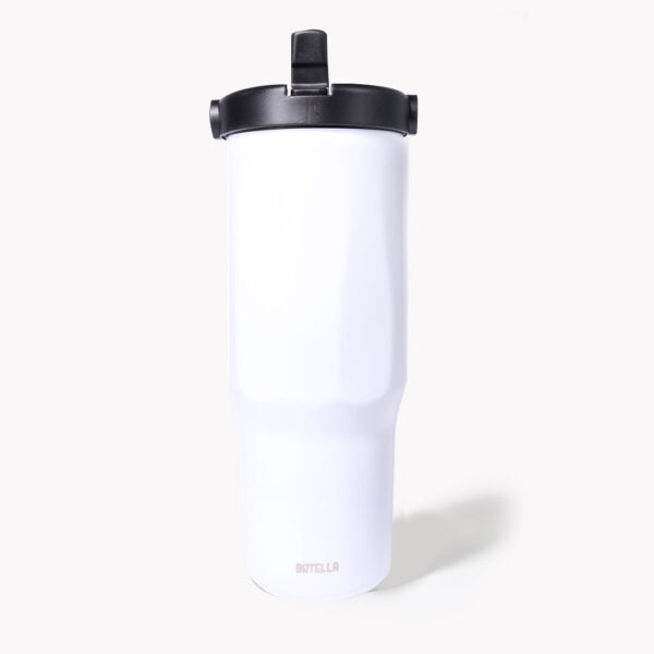 EXPLORER Powder Coating – Versatile 900ml Recycled Stainless Steel Mug with Straw