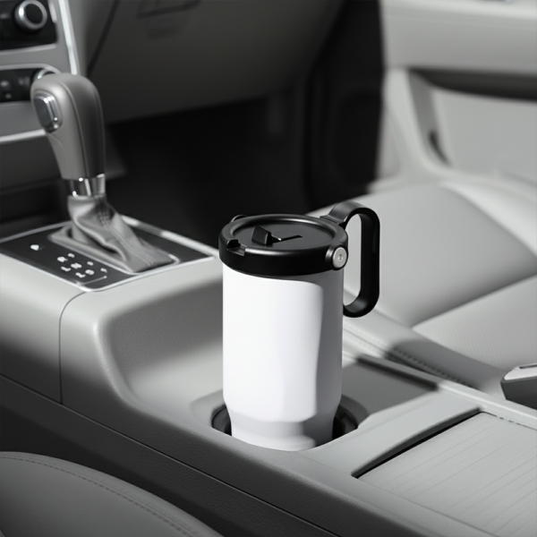 EXPLORER Powder Coating – Versatile 900ml Recycled Stainless Steel Mug with Straw