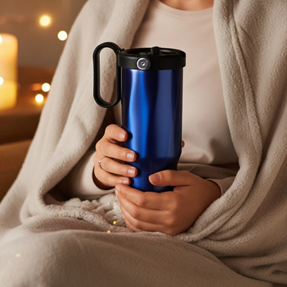 EXPLORER Powder Coating – Versatile 900ml Recycled Stainless Steel Mug with Straw