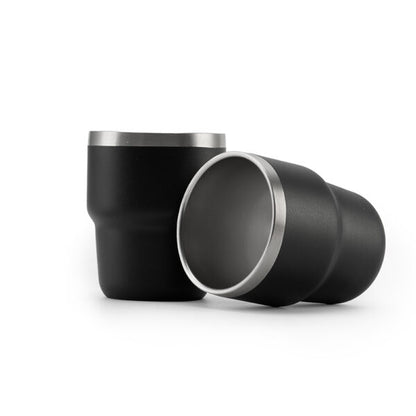 ESPRESSO STACKABLE Cups ? Stylish 80ml Double-Wall Stainless Steel Espresso Cups with Silver-Lined Lid & Premium Gift Box