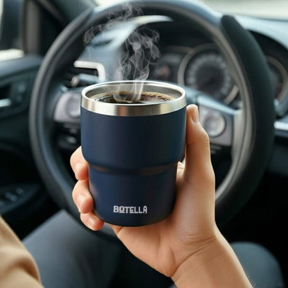ESPRESSO STACKABLE Cups ? Stylish 80ml Double-Wall Stainless Steel Espresso Cups with Silver-Lined Lid & Premium Gift Box