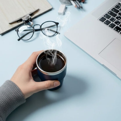 ESPRESSO STACKABLE Cups ? Stylish 80ml Double-Wall Stainless Steel Espresso Cups with Silver-Lined Lid & Premium Gift Box