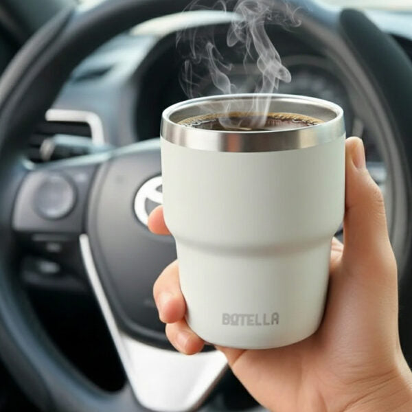 ESPRESSO STACKABLE Cups ? Stylish 80ml Double-Wall Stainless Steel Espresso Cups with Silver-Lined Lid & Premium Gift Box