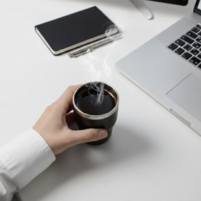 ESPRESSO STACKABLE Cups ? Stylish 80ml Double-Wall Stainless Steel Espresso Cups with Silver-Lined Lid & Premium Gift Box
