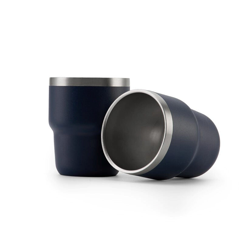 ESPRESSO STACKABLE Cups ? Stylish 80ml Double-Wall Stainless Steel Espresso Cups with Silver-Lined Lid & Premium Gift Box