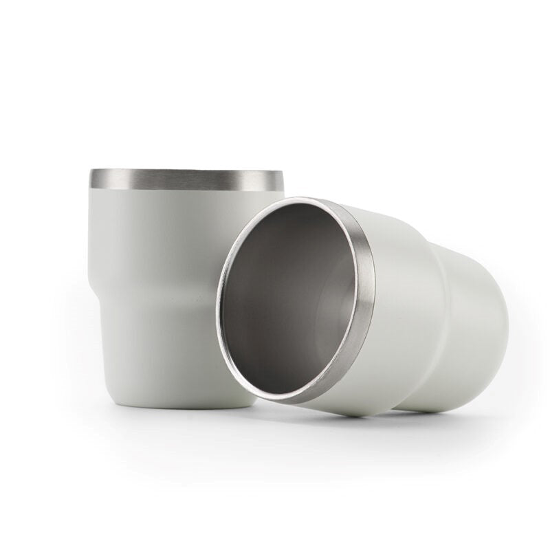 ESPRESSO STACKABLE Cups ? Stylish 80ml Double-Wall Stainless Steel Espresso Cups with Silver-Lined Lid & Premium Gift Box