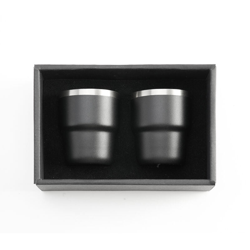 ESPRESSO STACKABLE Cups – Stylish 80ml Double-Wall Stainless Steel Espresso Cups with Silver-Lined Lid & Premium Gift Box