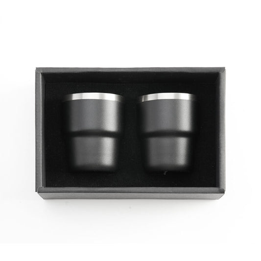 ESPRESSO STACKABLE Cups – Stylish 80ml Double-Wall Stainless Steel Espresso Cups with Silver-Lined Lid & Premium Gift Box