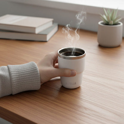 ESPRESSO STACKABLE Cups ? Stylish 80ml Double-Wall Stainless Steel Espresso Cups with Silver-Lined Lid & Premium Gift Box