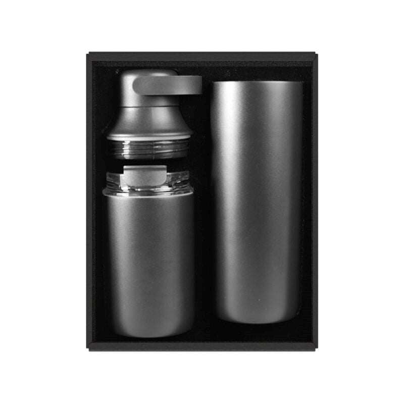 FLASKEE SET ? Premium Powder-Coated Double-Wall Stainless Steel Cups (600ml & 300ml) with Interchangeable Lids & Adjustable Straw