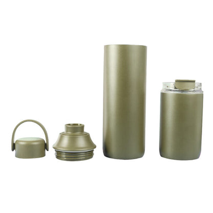 FLASKEE SET ? Premium Powder-Coated Double-Wall Stainless Steel Cups (600ml & 300ml) with Interchangeable Lids & Adjustable Straw