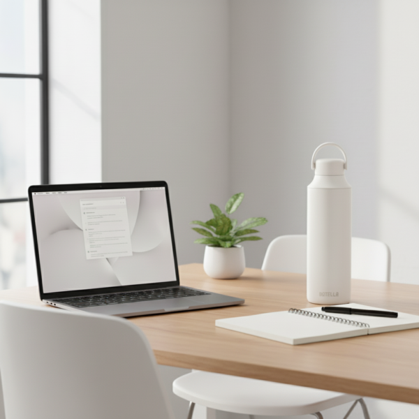 FLASKEE SET ? Premium Powder-Coated Double-Wall Stainless Steel Cups (600ml & 300ml) with Interchangeable Lids & Adjustable Straw