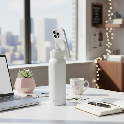 BOTELLA ULTRA 750ml Durable Eco-Friendly Stainless Steel Water Bottle with MagSafe Phone Holder & Wide Opening for Easy Cleaning