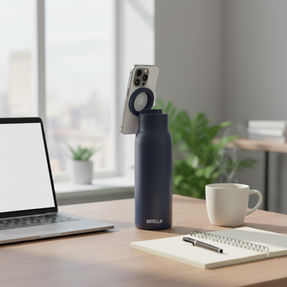 BOTELLA ULTRA 750ml Durable Eco-Friendly Stainless Steel Water Bottle with MagSafe Phone Holder & Wide Opening for Easy Cleaning