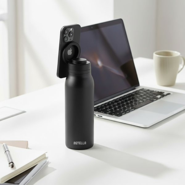 BOTELLA ULTRA 750ml Durable Eco-Friendly Stainless Steel Water Bottle with MagSafe Phone Holder & Wide Opening for Easy Cleaning