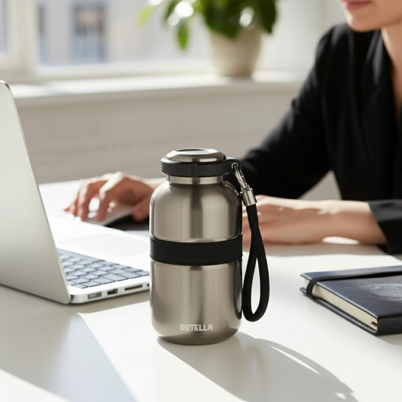PRIME FLASK ? Premium 420ml Double-Wall Stainless Steel Flask with Vacuum Insulation & Leak-Proof Silicone Seal