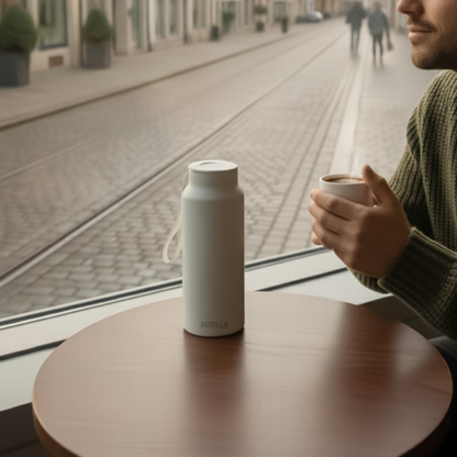 GAHWA GO SET ? Travel-Ready 500ml Vacuum-Insulated Bottle & 90ml Stackable Espresso Cup with Silicone-Sealed Lid