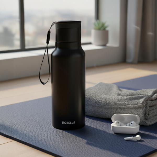 GAHWA GO SET ? Travel-Ready 500ml Vacuum-Insulated Bottle & 90ml Stackable Espresso Cup with Silicone-Sealed Lid