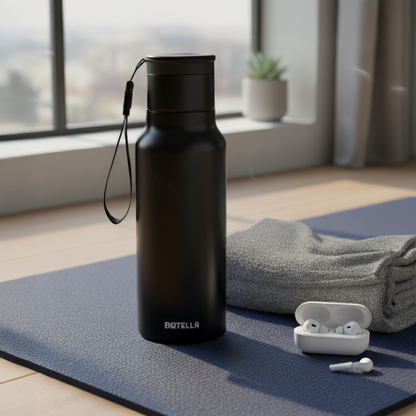 GAHWA GO SET ? Travel-Ready 500ml Vacuum-Insulated Bottle & 90ml Stackable Espresso Cup with Silicone-Sealed Lid
