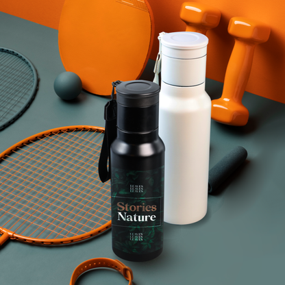 GAHWA GO SET ? Travel-Ready 500ml Vacuum-Insulated Bottle & 90ml Stackable Espresso Cup with Silicone-Sealed Lid