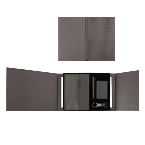 BUSINESS SET – Premium 5-Piece Professional Gift Set with PU Notebook, Metal Pen, Card Holder & Keychain in Elegant Box
