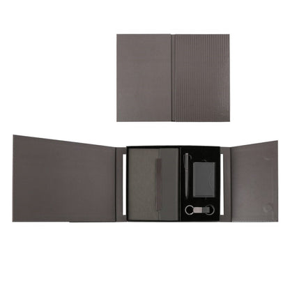BUSINESS SET ? Premium 5-Piece Professional Gift Set with PU Notebook, Metal Pen, Card Holder & Keychain in Elegant Box