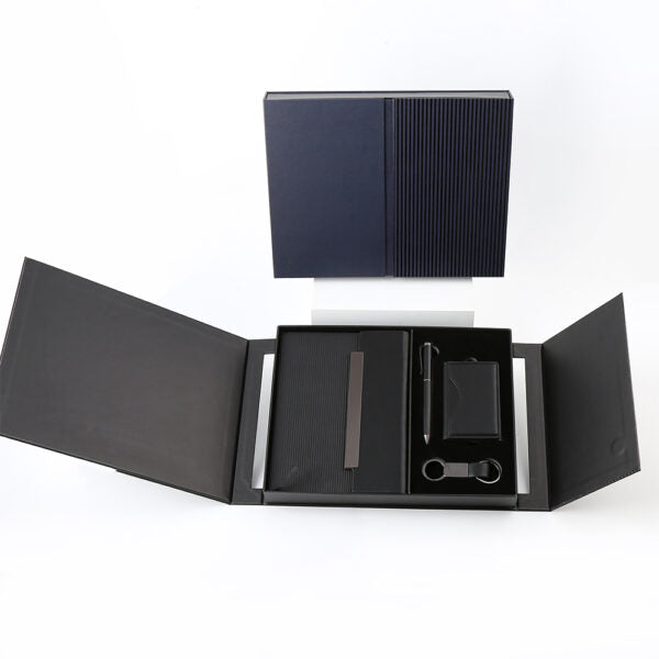 BUSINESS SET ? Premium 5-Piece Professional Gift Set with PU Notebook, Metal Pen, Card Holder & Keychain in Elegant Box
