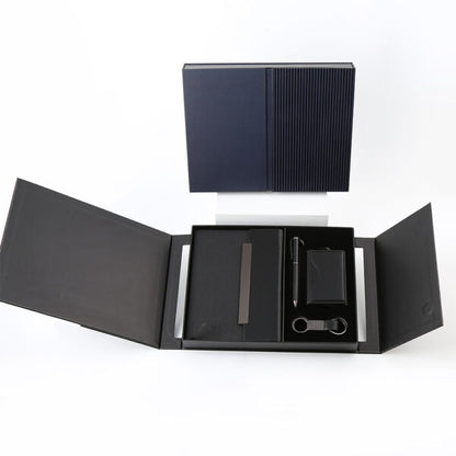 BUSINESS SET ? Premium 5-Piece Professional Gift Set with PU Notebook, Metal Pen, Card Holder & Keychain in Elegant Box