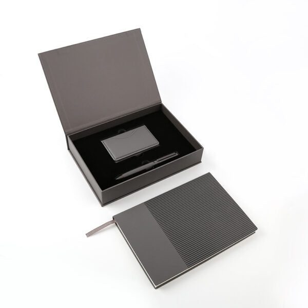 AGENDA PRO SET ? Executive 4-Piece Notebook Gift Set with PU Binder, Metal Pen & Card Holder for Professionals