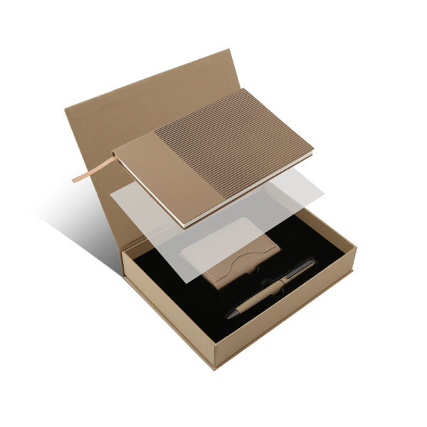 AGENDA PRO SET ? Executive 4-Piece Notebook Gift Set with PU Binder, Metal Pen & Card Holder for Professionals
