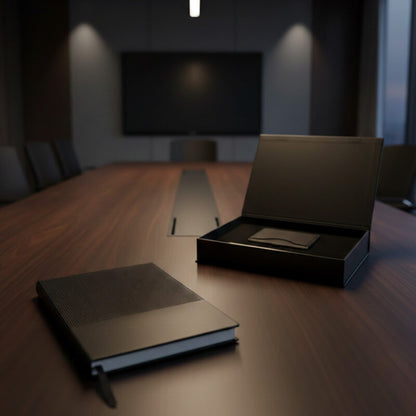 AGENDA PRO SET ? Executive 4-Piece Notebook Gift Set with PU Binder, Metal Pen & Card Holder for Professionals
