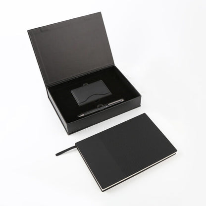 AGENDA PRO SET ? Executive 4-Piece Notebook Gift Set with PU Binder, Metal Pen & Card Holder for Professionals