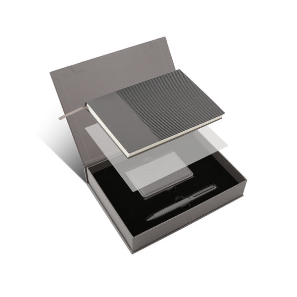 AGENDA PRO SET – Executive 4-Piece Notebook Gift Set with PU Binder, Metal Pen & Card Holder for Professionals