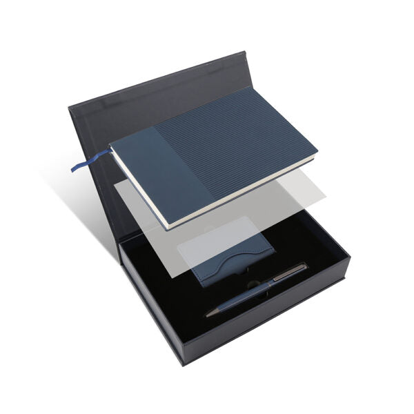 AGENDA PRO SET ? Executive 4-Piece Notebook Gift Set with PU Binder, Metal Pen & Card Holder for Professionals