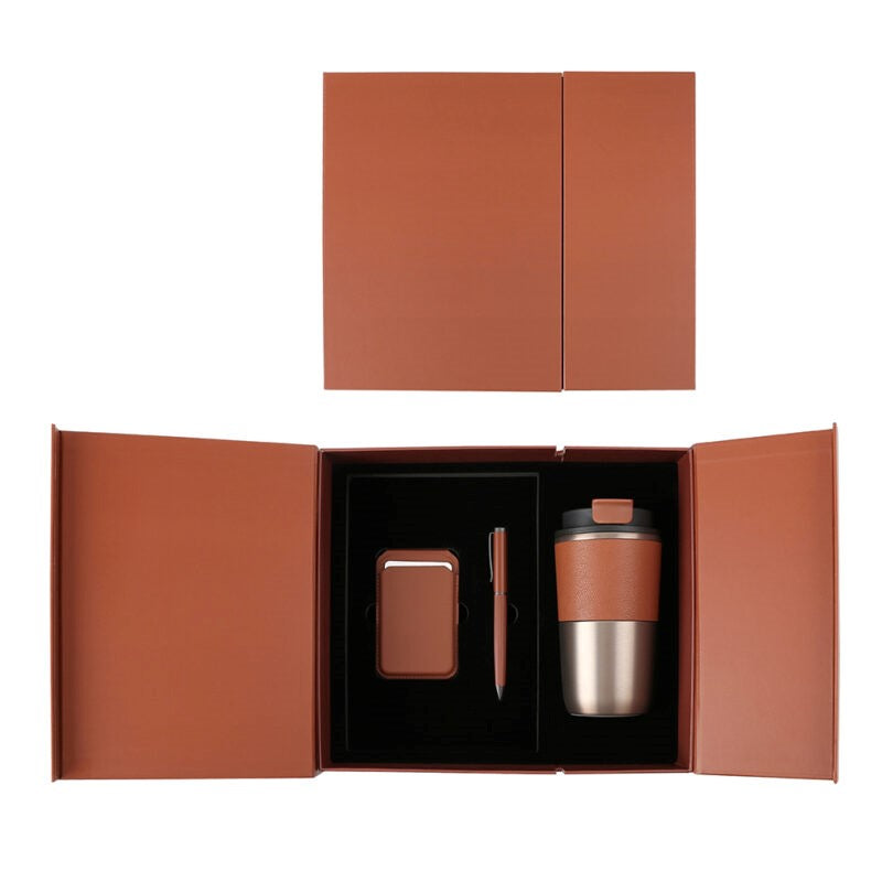 COZY SET ? Elegant Gift Set with 420ml Stainless Steel Mug, PU Notebook & Metal Pen in Premium Leather Box
