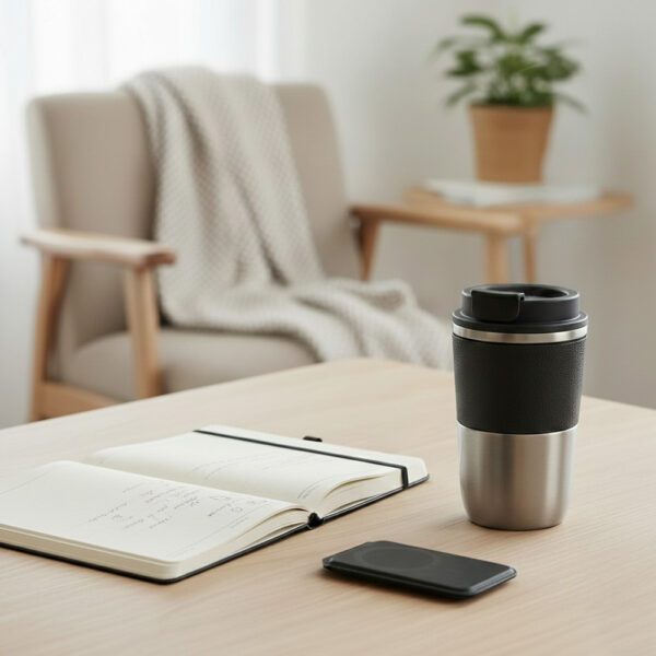COZY SET ? Elegant Gift Set with 420ml Stainless Steel Mug, PU Notebook & Metal Pen in Premium Leather Box