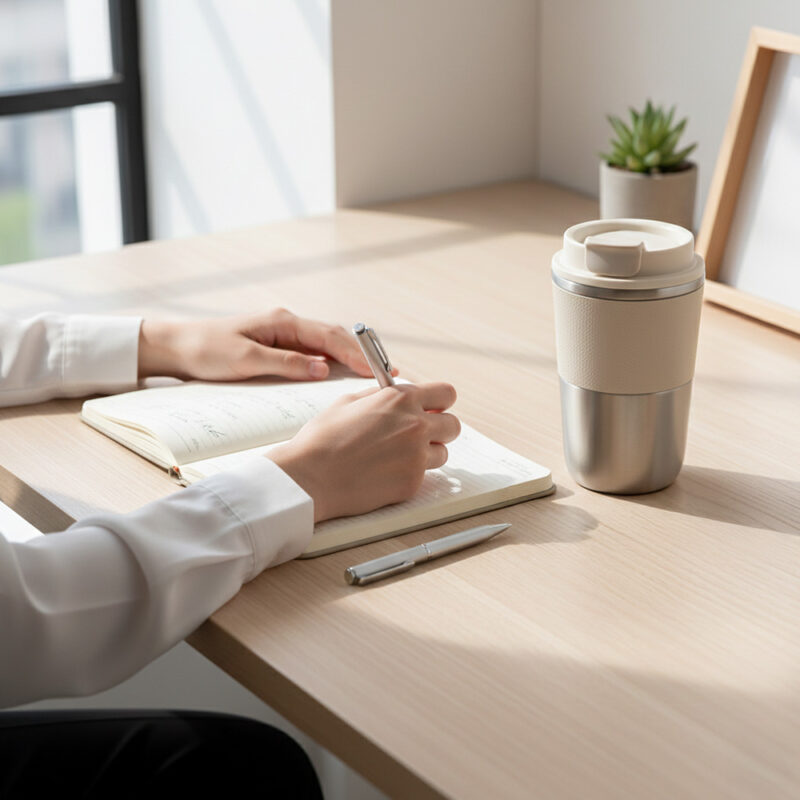 COZY SET ? Elegant Gift Set with 420ml Stainless Steel Mug, PU Notebook & Metal Pen in Premium Leather Box