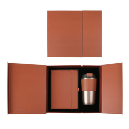 COZY SET – Elegant Gift Set with 420ml Stainless Steel Mug, PU Notebook & Metal Pen in Premium Leather Box