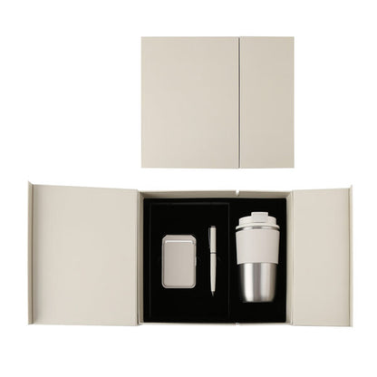 COZY SET – Elegant Gift Set with 420ml Stainless Steel Mug, PU Notebook & Metal Pen in Premium Leather Box