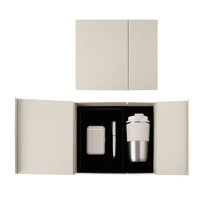 COZY SET ? Elegant Gift Set with 420ml Stainless Steel Mug, PU Notebook & Metal Pen in Premium Leather Box