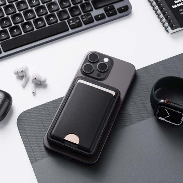 MAGPOWER PRO – Sleek 5000mAh Wallet-Style Power Bank with 15W Wireless Charging, Built-In Cable & Phone Stand